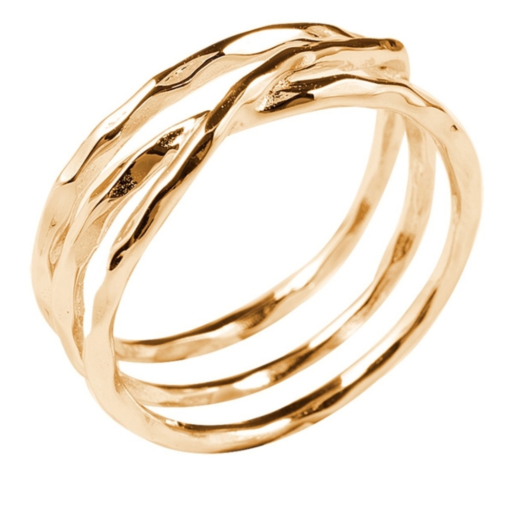 🎁NWT: 14K Gold Vermiel Textured Multi Band Ring